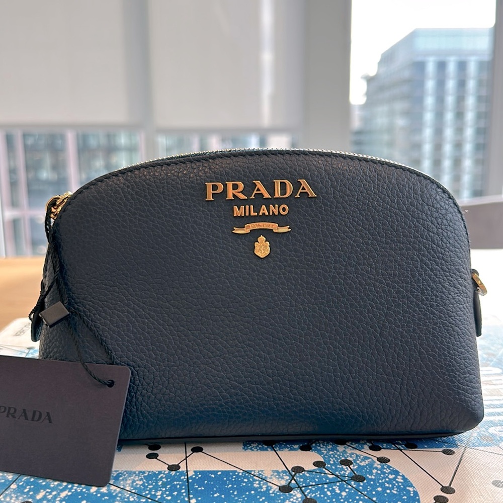 Authentic Prada Contenitore Cosmetic Pouch in Baltic (Navy)
Dust Bag Included